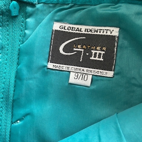 NWT Vintage 100% Leather Global Identity Teal Blue Skirt - Picture 8 of 10